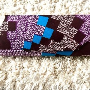 Ankara Print (brown, teal and purple)  Clutch.